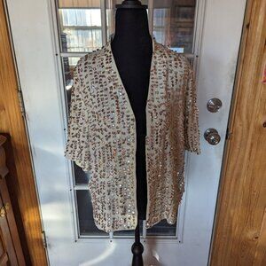 blouse Chico's size 10 NWT sequined gold & tan